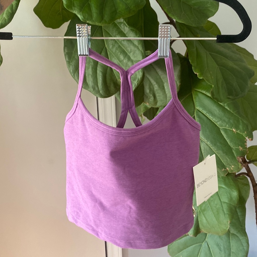 Spacedye Slim Racerback Cropped Tank in Bright Iris Heather